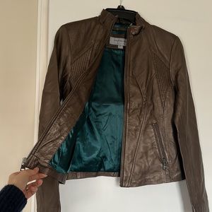 Women’s XS brown leather jacket Marc New York NWT